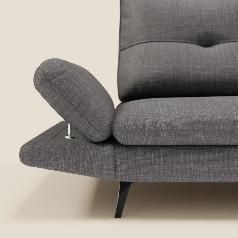 Ardex Canapé 3 places avec dossiers coulissants et accoudoir réglables en tissu doux imperméable T06 anthracite