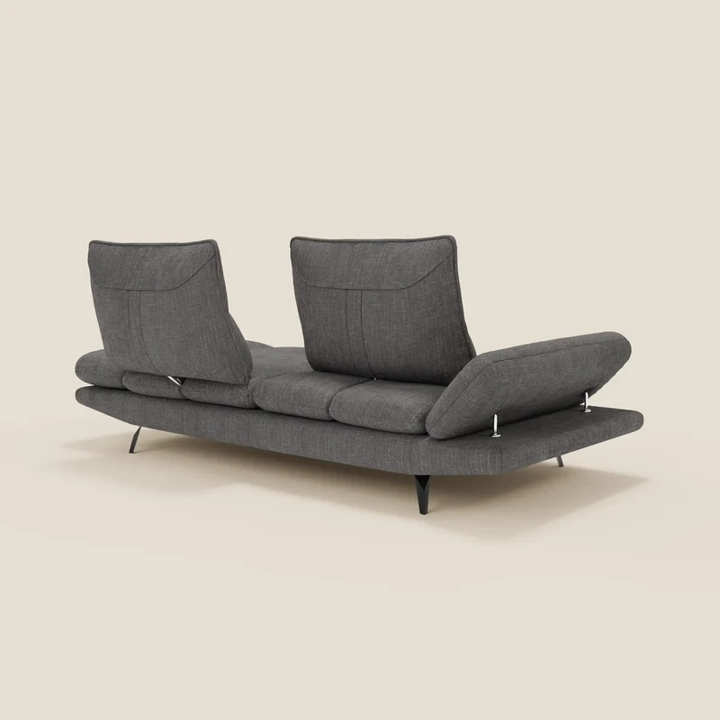 Ardex Canapé 3 places avec dossiers coulissants et accoudoir réglables en tissu doux imperméable T06 anthracite