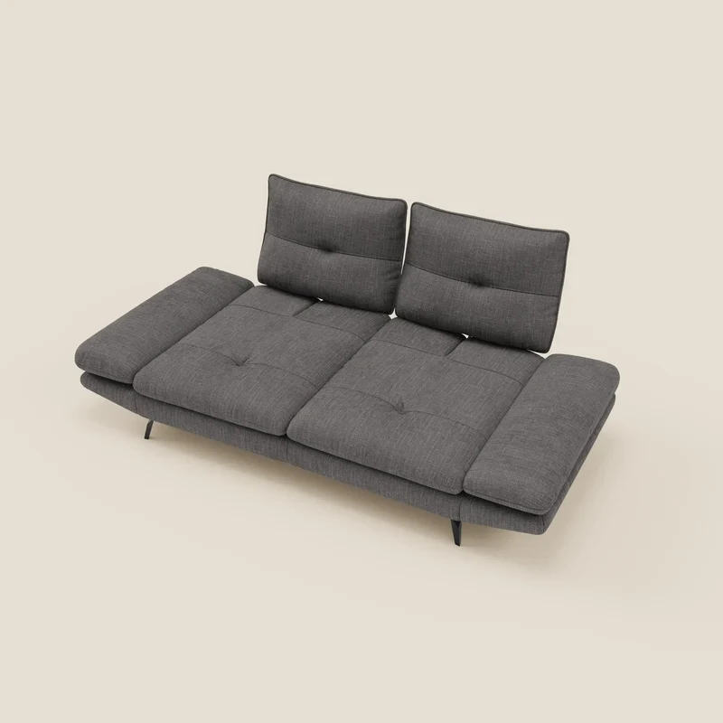 Ardex Canapé 3 places avec dossiers coulissants et accoudoir réglables en tissu doux imperméable T06 anthracite