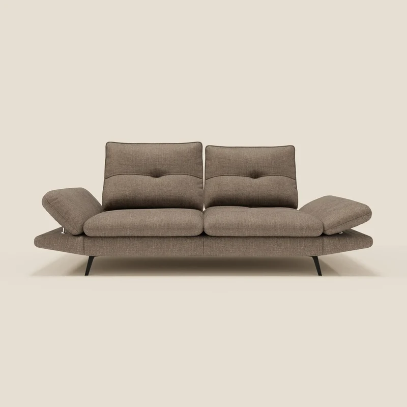 Ardex Canapé 3 places avec dossiers coulissants et accoudoir réglables en tissu doux imperméable T06 marron