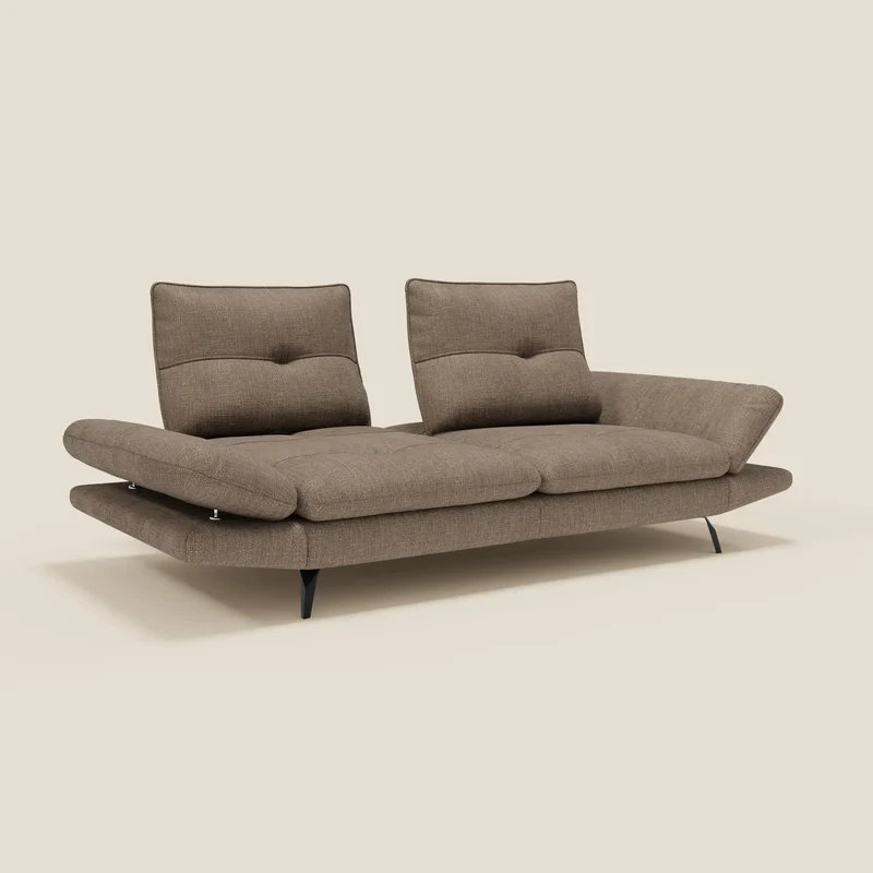 Ardex Canapé 3 places avec dossiers coulissants et accoudoir réglables en tissu doux imperméable T06 marron