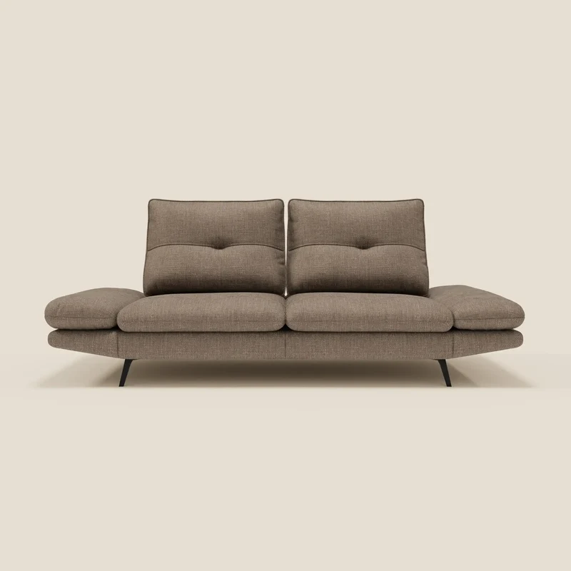 Ardex Canapé 3 places avec dossiers coulissants et accoudoir réglables en tissu doux imperméable T06 marron
