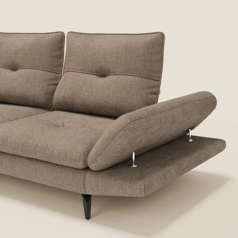 Ardex Canapé 3 places avec dossiers coulissants et accoudoir réglables en tissu doux imperméable T06 marron