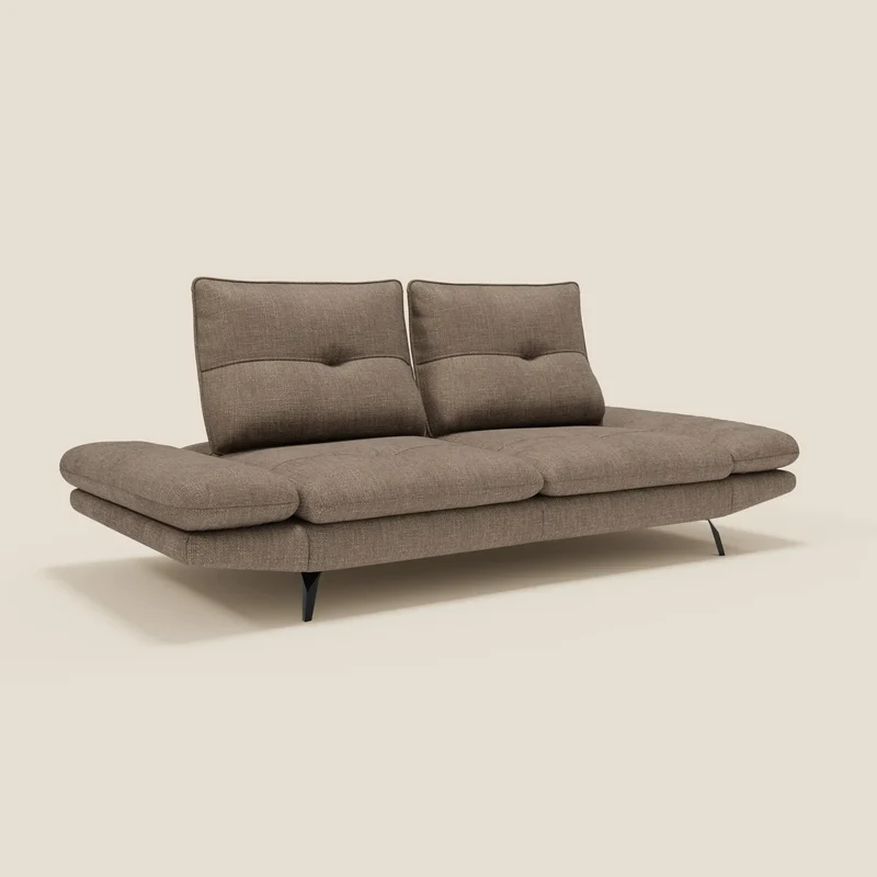 Ardex Canapé 3 places avec dossiers coulissants et accoudoir réglables en tissu doux imperméable T06 marron