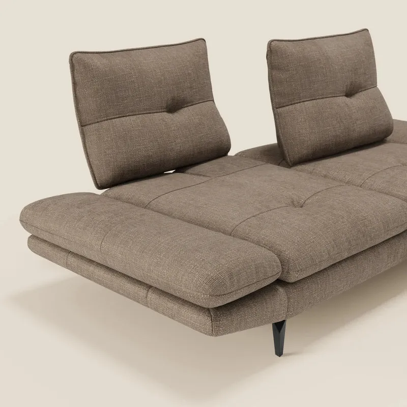 Ardex Canapé 3 places avec dossiers coulissants et accoudoir réglables en tissu doux imperméable T06 marron