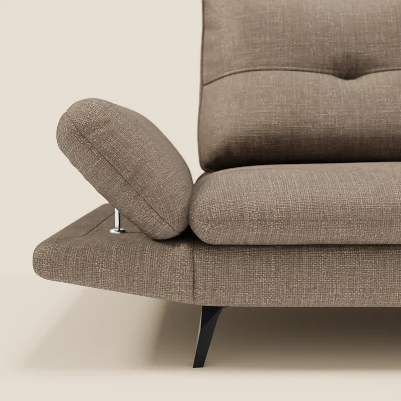 Ardex Canapé 3 places avec dossiers coulissants et accoudoir réglables en tissu doux imperméable T06 marron
