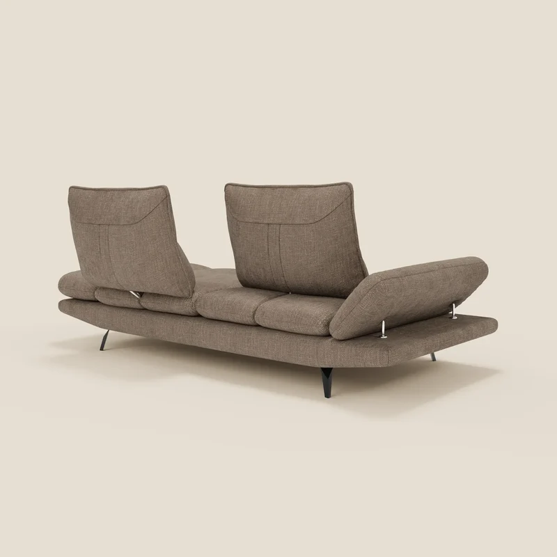 Ardex Canapé 3 places avec dossiers coulissants et accoudoir réglables en tissu doux imperméable T06 marron