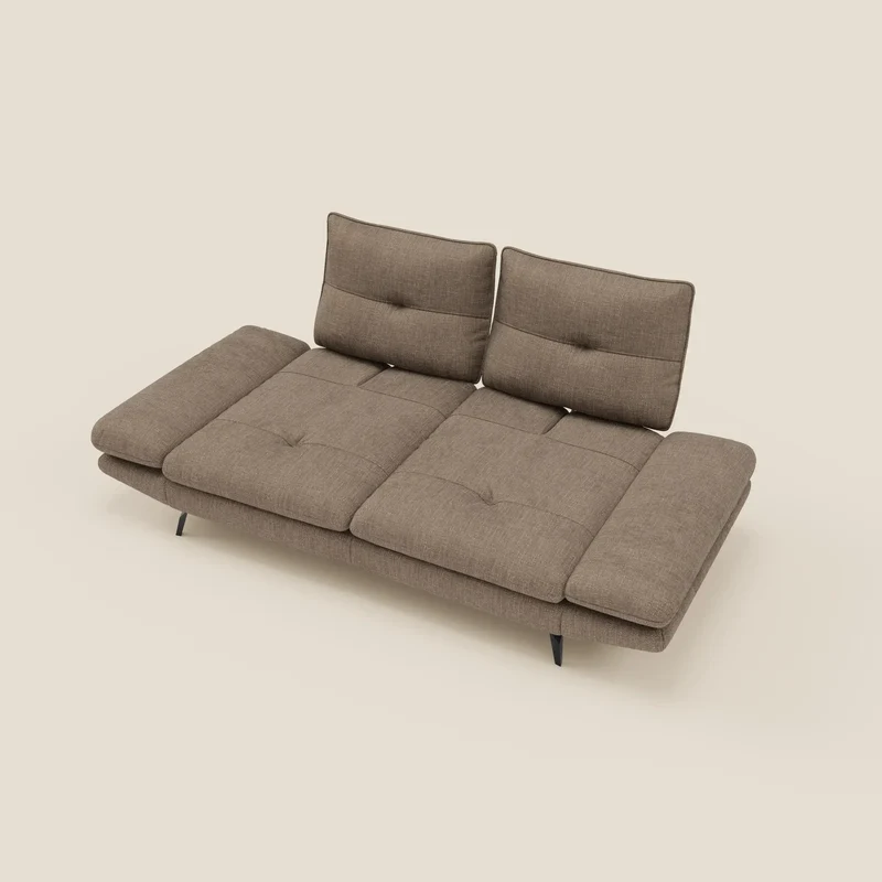 Ardex Canapé 3 places avec dossiers coulissants et accoudoir réglables en tissu doux imperméable T06 marron