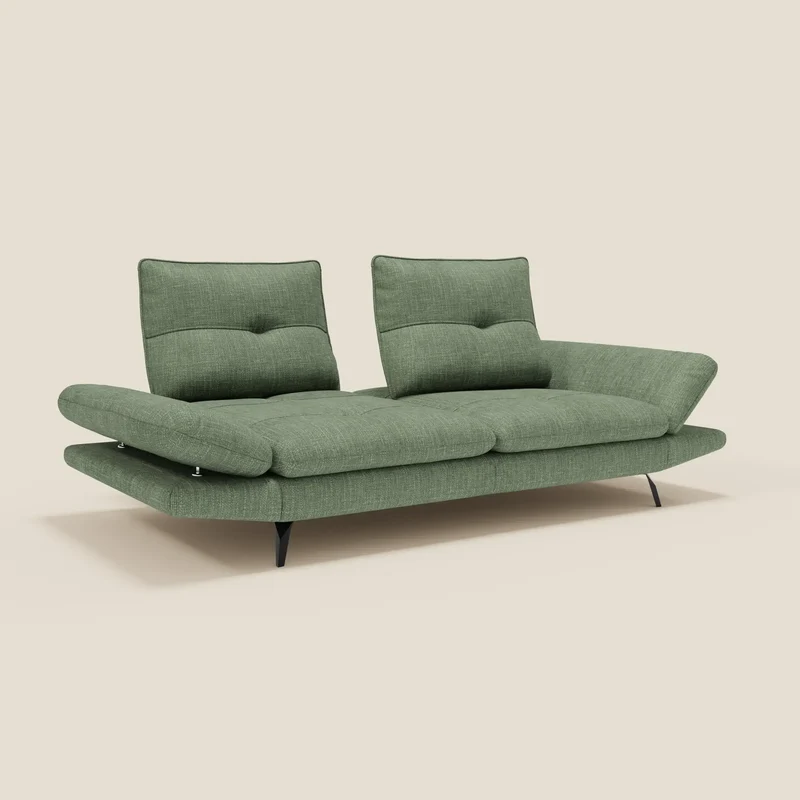 Ardex Canapé 3 places avec dossiers coulissants et accoudoir réglables en tissu doux imperméable T06 vert