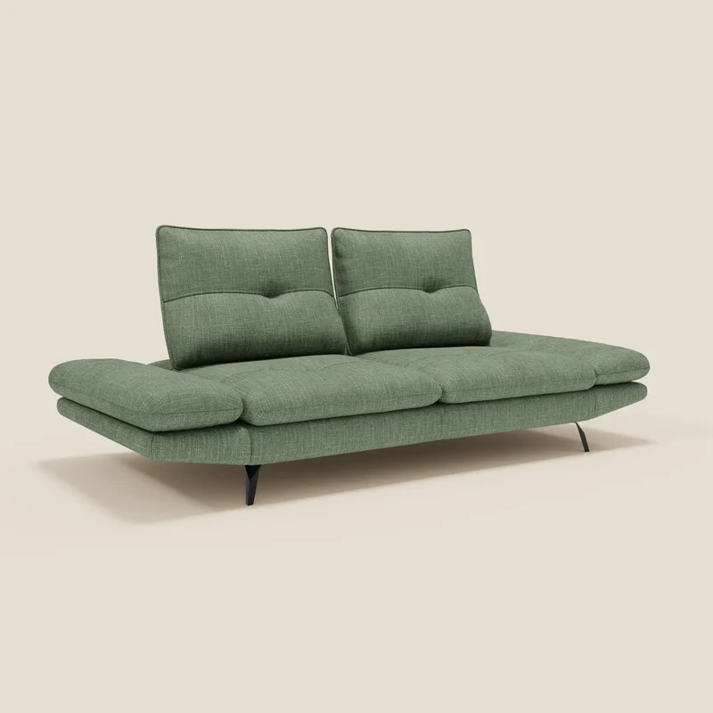 Ardex Canapé 3 places avec dossiers coulissants et accoudoir réglables en tissu doux imperméable T06 vert