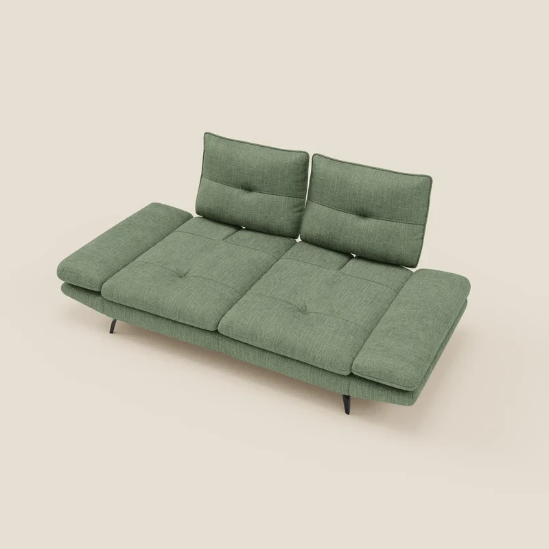 Ardex Canapé 3 places avec dossiers coulissants et accoudoir réglables en tissu doux imperméable T06 vert