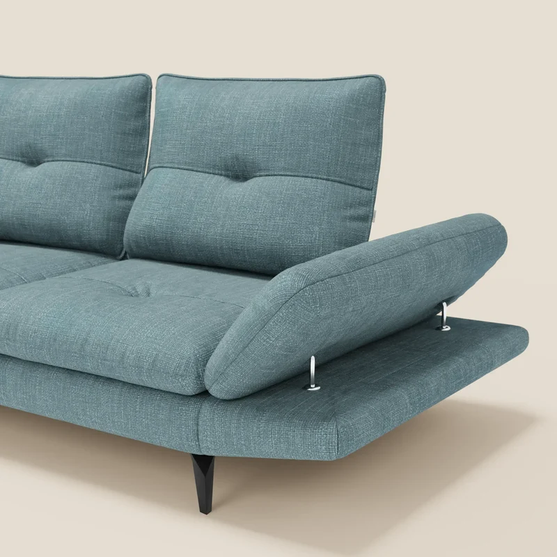 Ardex Canapé 3 places avec dossiers coulissants et accoudoir réglables en tissu doux imperméable T06 bleu ciel