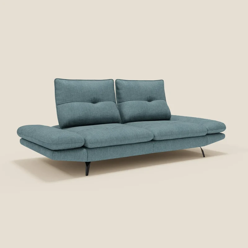 Ardex Canapé 3 places avec dossiers coulissants et accoudoir réglables en tissu doux imperméable T06 bleu ciel