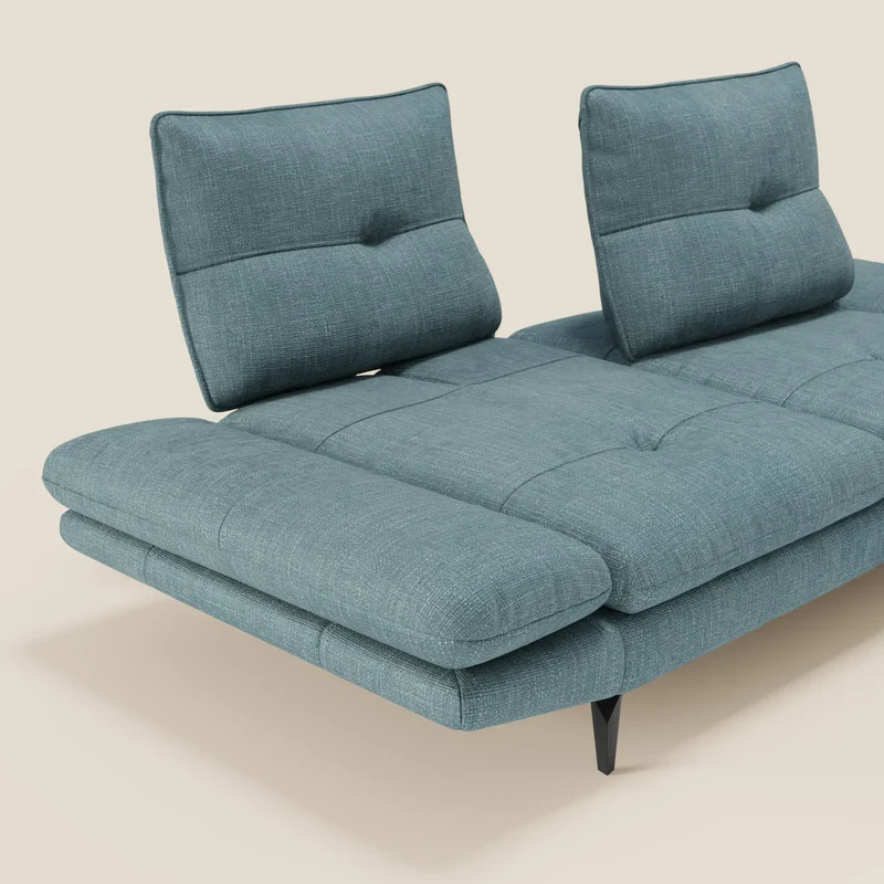 Ardex Canapé 3 places avec dossiers coulissants et accoudoir réglables en tissu doux imperméable T06 bleu ciel