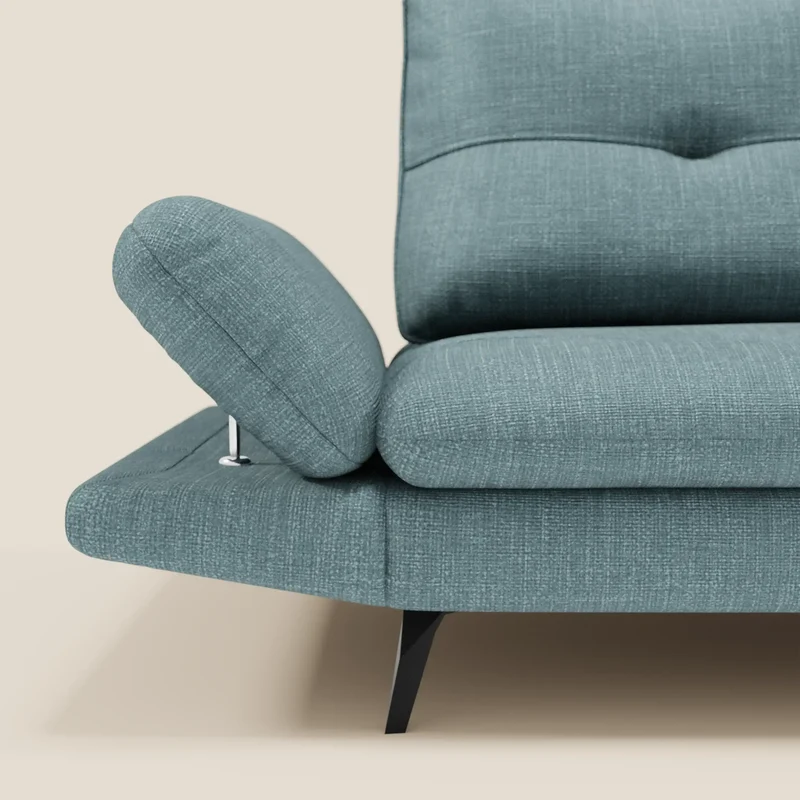 Ardex Canapé 3 places avec dossiers coulissants et accoudoir réglables en tissu doux imperméable T06 bleu ciel