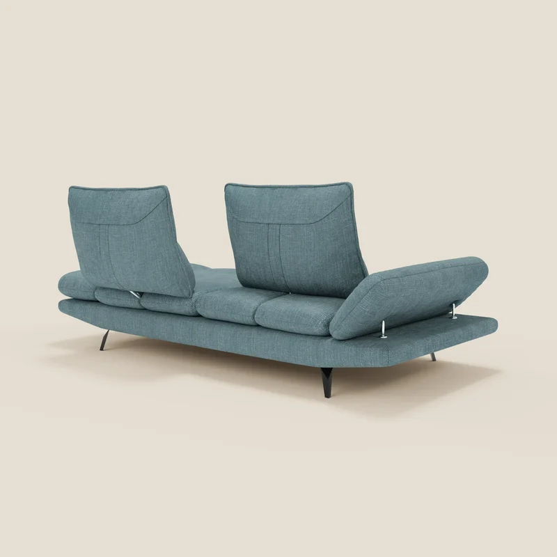 Ardex Canapé 3 places avec dossiers coulissants et accoudoir réglables en tissu doux imperméable T06 bleu ciel