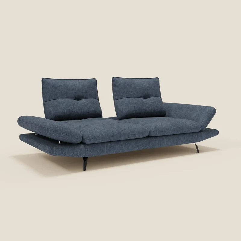 Ardex Canapé 3 places avec dossiers coulissants et accoudoir réglables en tissu doux imperméable T06 bleu