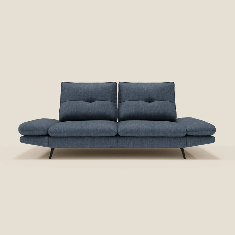 Ardex Canapé 3 places avec dossiers coulissants et accoudoir réglables en tissu doux imperméable T06 bleu