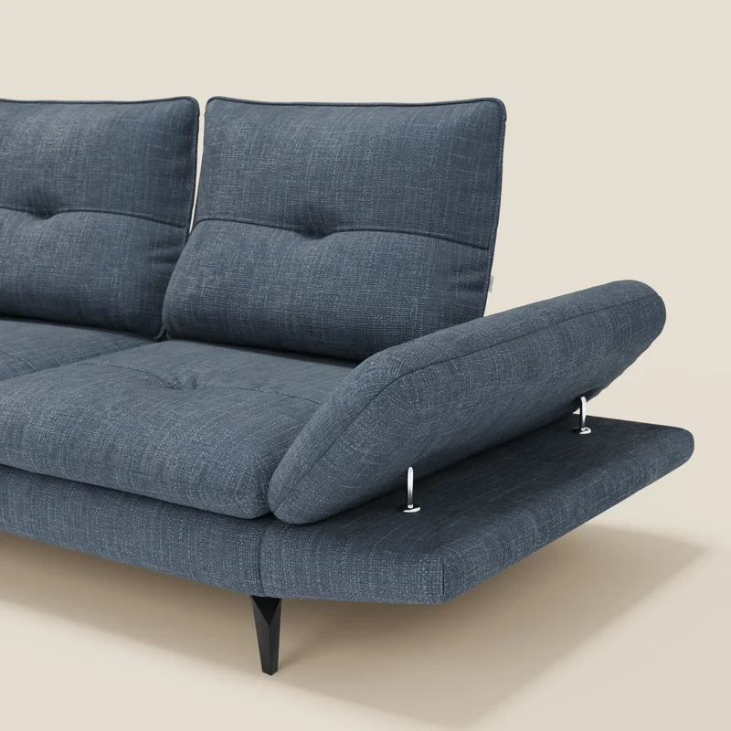 Ardex Canapé 3 places avec dossiers coulissants et accoudoir réglables en tissu doux imperméable T06 bleu