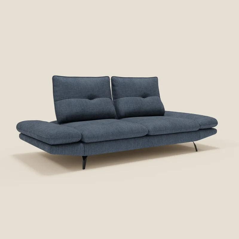 Ardex Canapé 3 places avec dossiers coulissants et accoudoir réglables en tissu doux imperméable T06 bleu