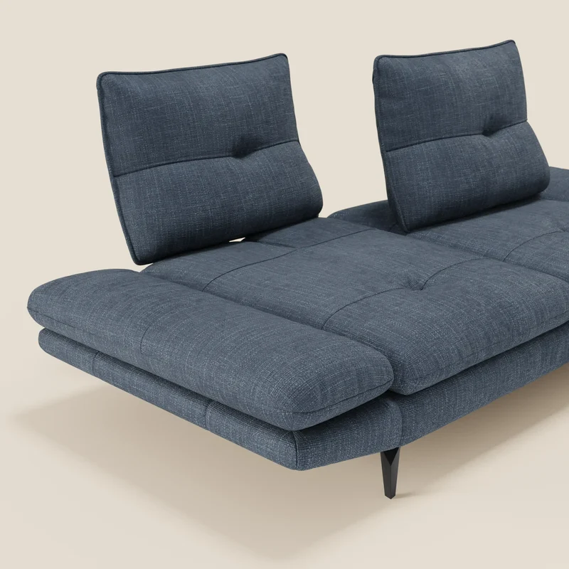 Ardex Canapé 3 places avec dossiers coulissants et accoudoir réglables en tissu doux imperméable T06 bleu