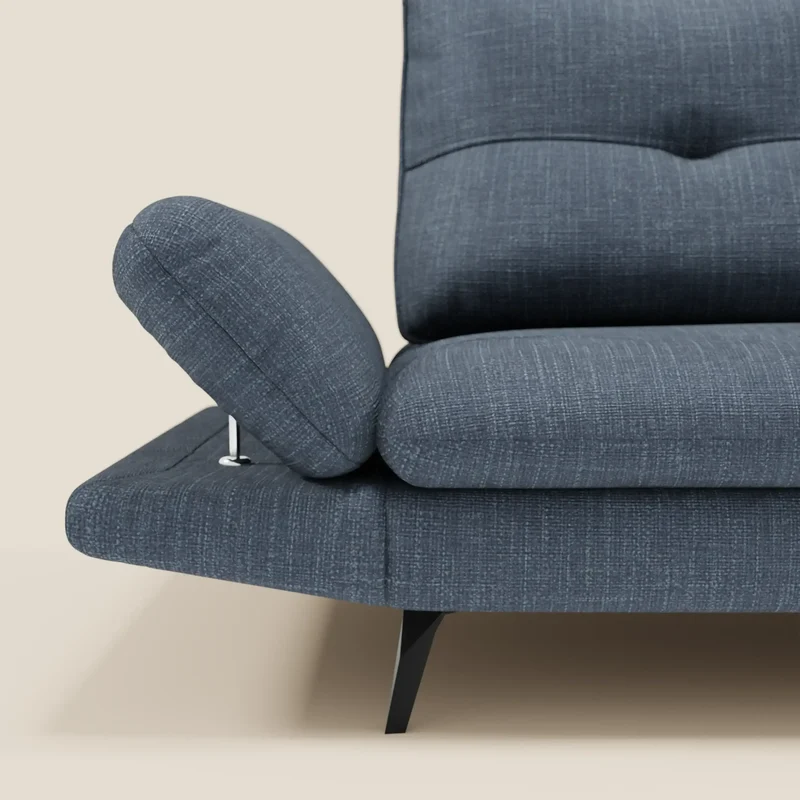 Ardex Canapé 3 places avec dossiers coulissants et accoudoir réglables en tissu doux imperméable T06 bleu