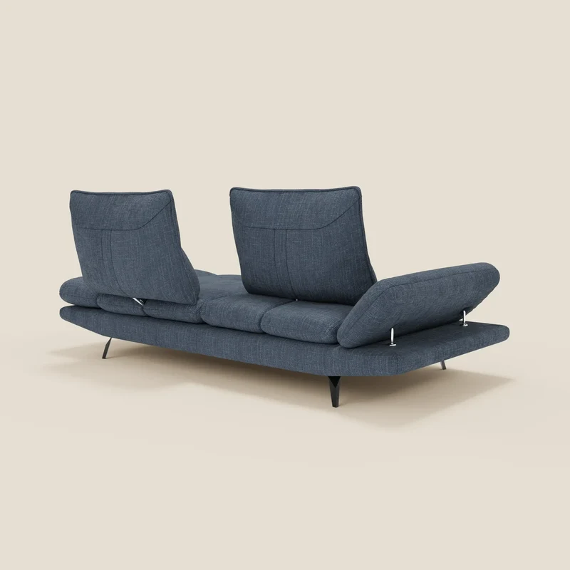 Ardex Canapé 3 places avec dossiers coulissants et accoudoir réglables en tissu doux imperméable T06 bleu