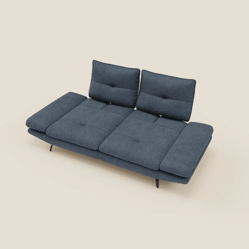 Ardex Canapé 3 places avec dossiers coulissants et accoudoir réglables en tissu doux imperméable T06 bleu