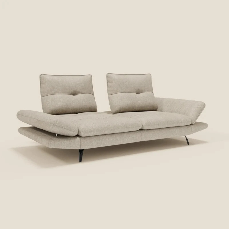 Ardex Canapé 3 places avec dossiers coulissants et accoudoir réglables en tissu doux imperméable T06 crème