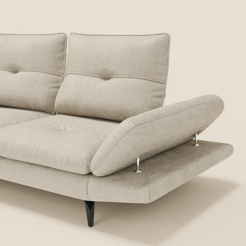 Ardex Canapé 3 places avec dossiers coulissants et accoudoir réglables en tissu doux imperméable T06 crème