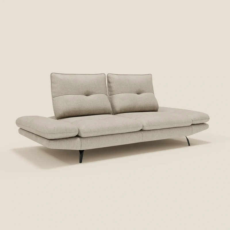 Ardex Canapé 3 places avec dossiers coulissants et accoudoir réglables en tissu doux imperméable T06 crème