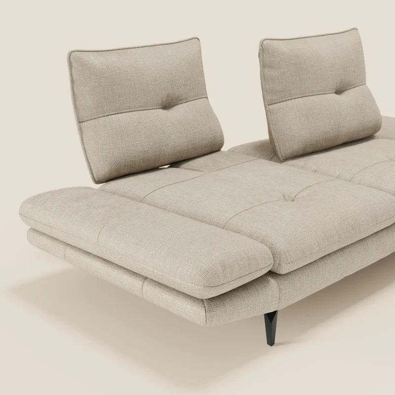 Ardex Canapé 3 places avec dossiers coulissants et accoudoir réglables en tissu doux imperméable T06 crème