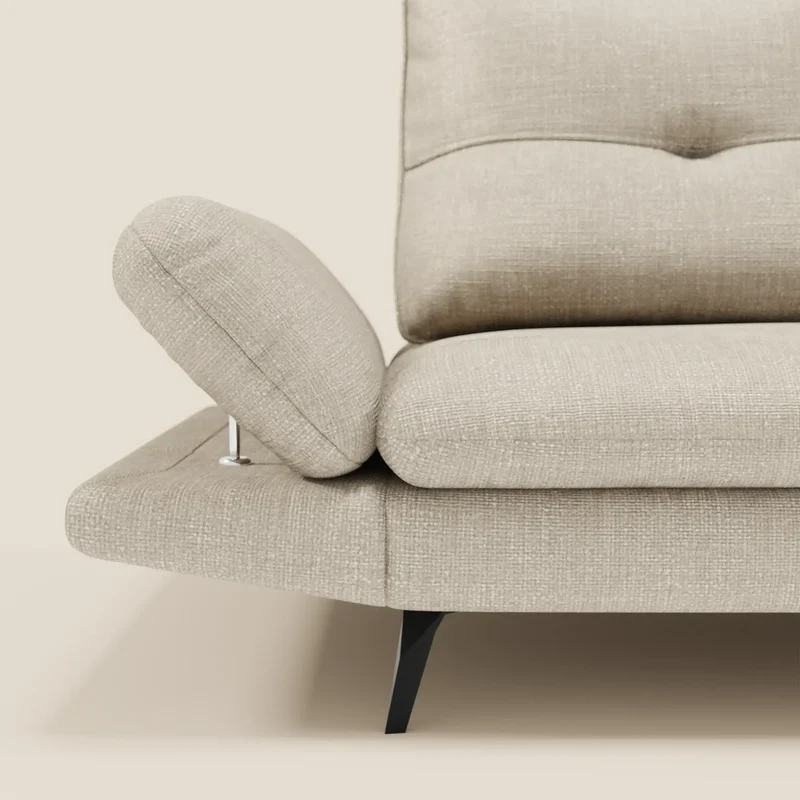 Ardex Canapé 3 places avec dossiers coulissants et accoudoir réglables en tissu doux imperméable T06 crème