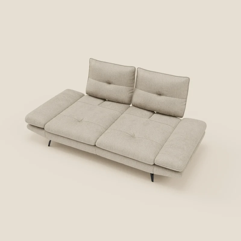 Ardex Canapé 3 places avec dossiers coulissants et accoudoir réglables en tissu doux imperméable T06 crème