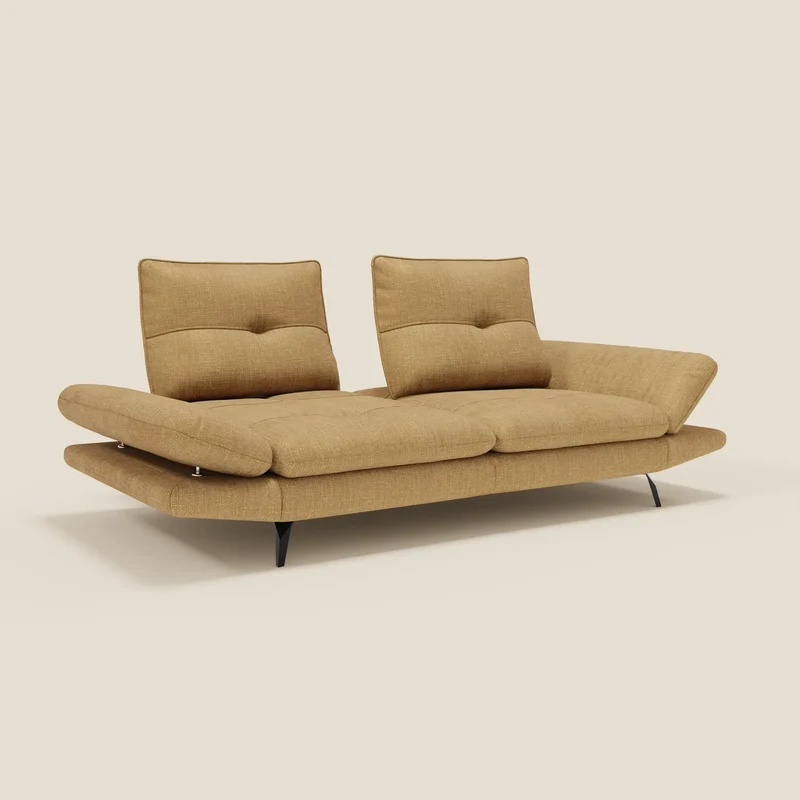 Ardex Canapé 3 places avec dossiers coulissants et accoudoir réglables en tissu doux imperméable T06 jaune
