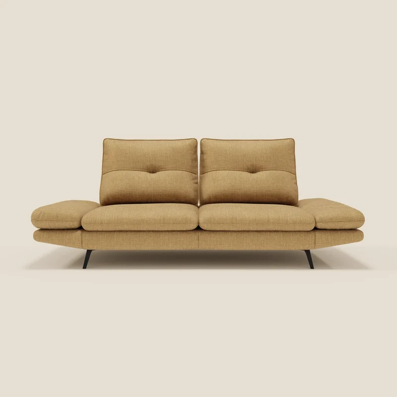 Ardex Canapé 3 places avec dossiers coulissants et accoudoir réglables en tissu doux imperméable T06 jaune