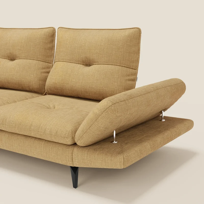 Ardex Canapé 3 places avec dossiers coulissants et accoudoir réglables en tissu doux imperméable T06 jaune