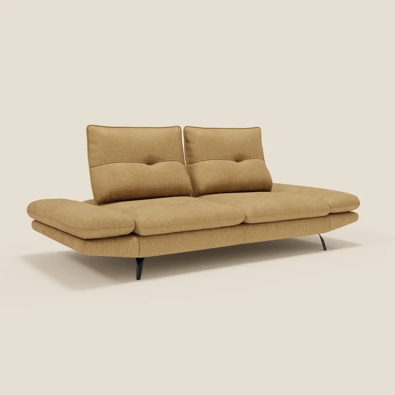 Ardex Canapé 3 places avec dossiers coulissants et accoudoir réglables en tissu doux imperméable T06 jaune