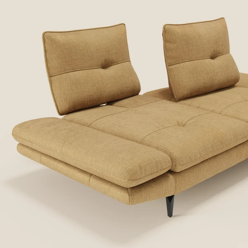 Ardex Canapé 3 places avec dossiers coulissants et accoudoir réglables en tissu doux imperméable T06 jaune
