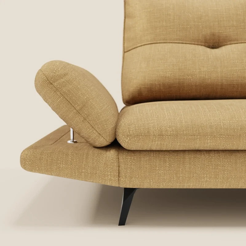 Ardex Canapé 3 places avec dossiers coulissants et accoudoir réglables en tissu doux imperméable T06 jaune