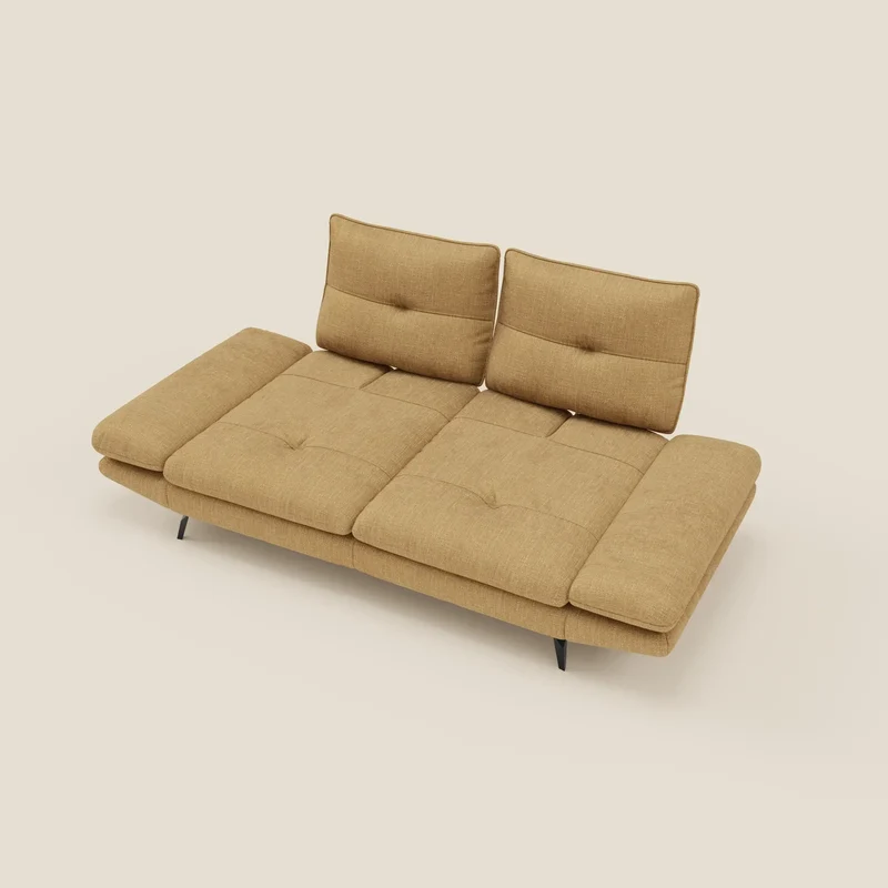 Ardex Canapé 3 places avec dossiers coulissants et accoudoir réglables en tissu doux imperméable T06 jaune