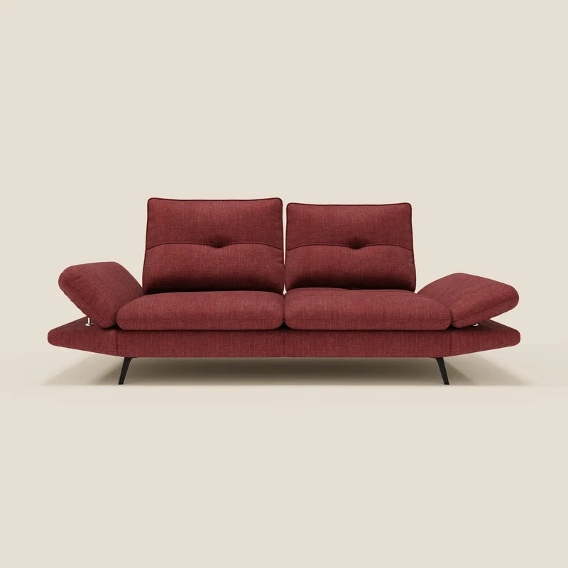 Ardex Canapé 3 places avec dossiers coulissants et accoudoir réglables en tissu doux imperméable T06 rouge