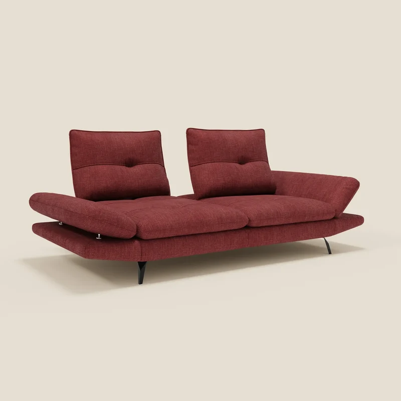 Ardex Canapé 3 places avec dossiers coulissants et accoudoir réglables en tissu doux imperméable T06 rouge