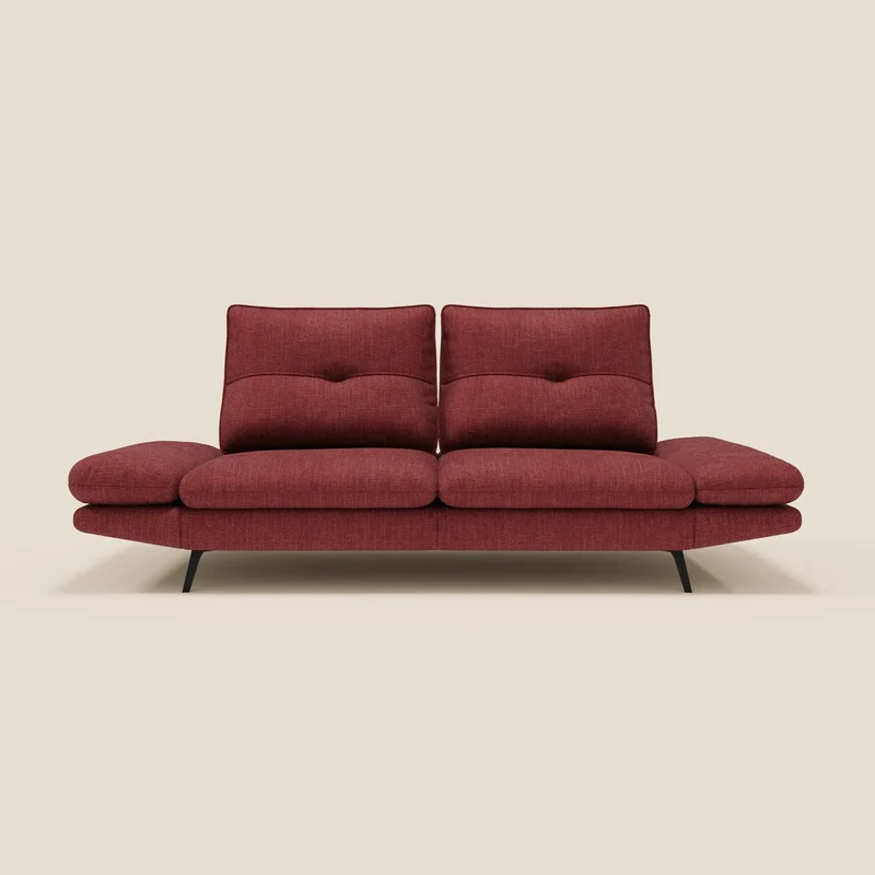 Ardex Canapé 3 places avec dossiers coulissants et accoudoir réglables en tissu doux imperméable T06 rouge