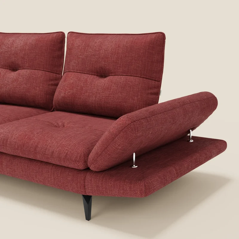 Ardex Canapé 3 places avec dossiers coulissants et accoudoir réglables en tissu doux imperméable T06 rouge