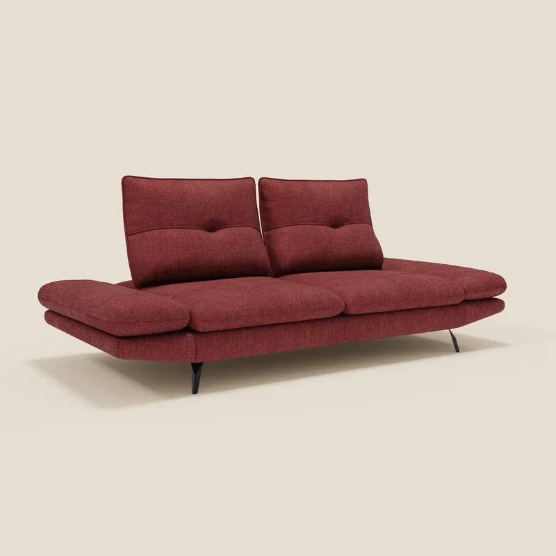 Ardex Canapé 3 places avec dossiers coulissants et accoudoir réglables en tissu doux imperméable T06 rouge