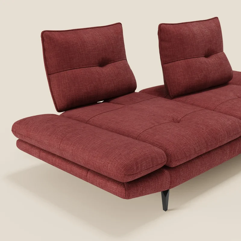 Ardex Canapé 3 places avec dossiers coulissants et accoudoir réglables en tissu doux imperméable T06 rouge