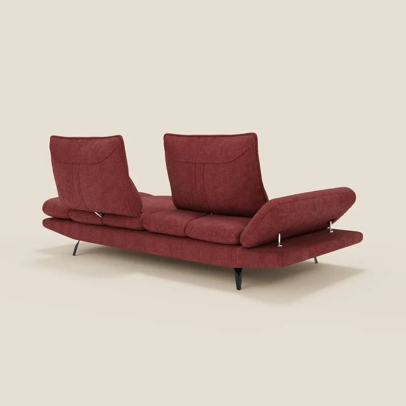 Ardex Canapé 3 places avec dossiers coulissants et accoudoir réglables en tissu doux imperméable T06 rouge
