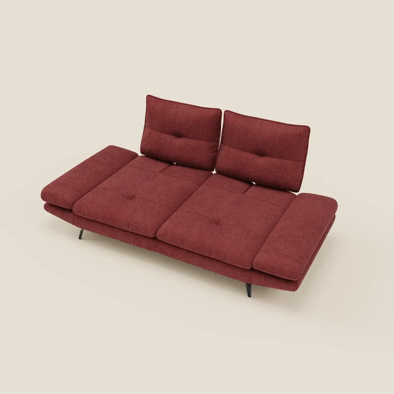 Ardex Canapé 3 places avec dossiers coulissants et accoudoir réglables en tissu doux imperméable T06 rouge