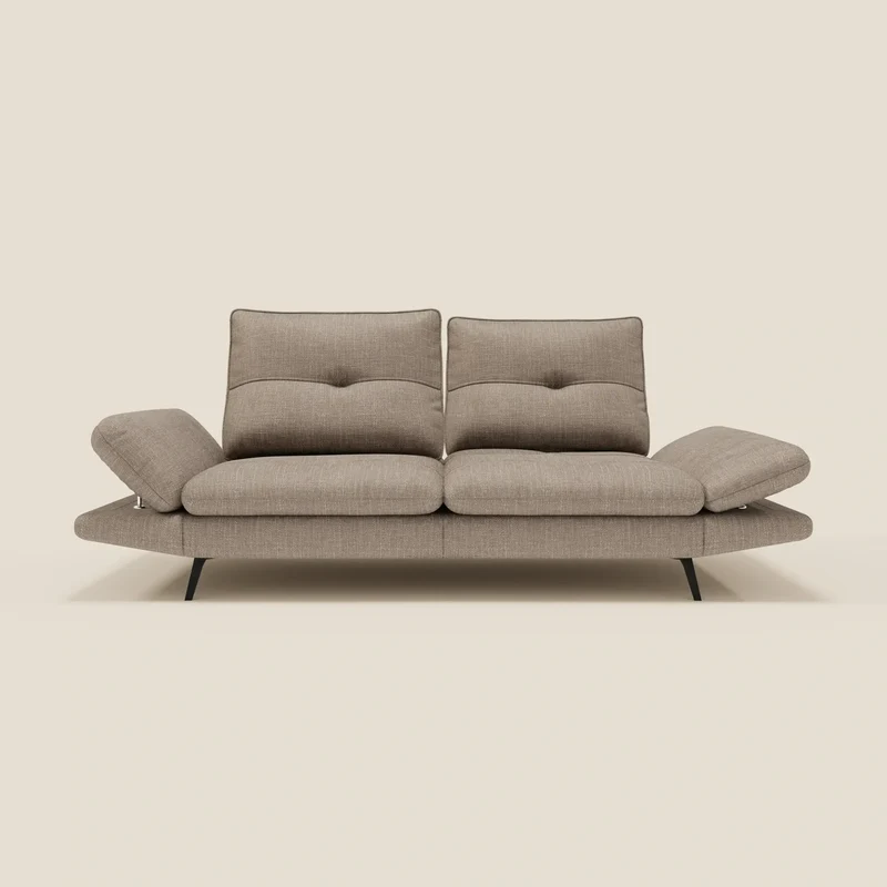Ardex Canapé 3 places avec dossiers coulissants et accoudoir réglables en tissu doux imperméable T06 taupe